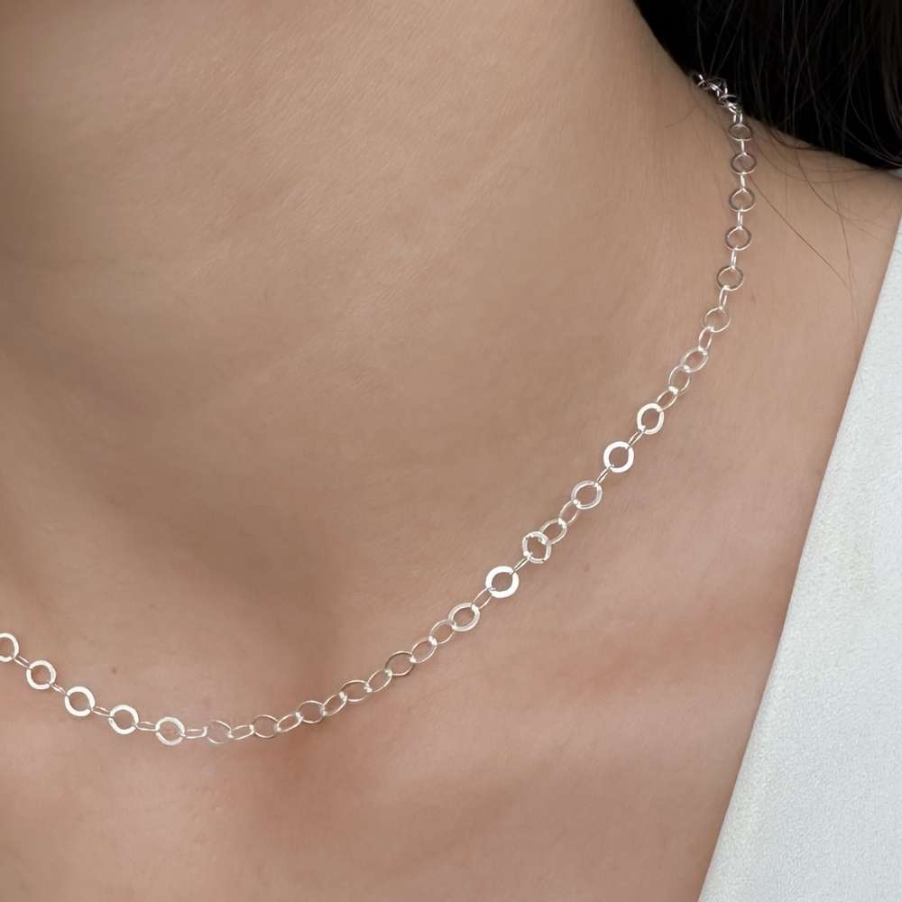 Corrente Elo Oval 40cm Prata 925