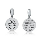 Berloque Medalha Pata de Cachorro Prata 925