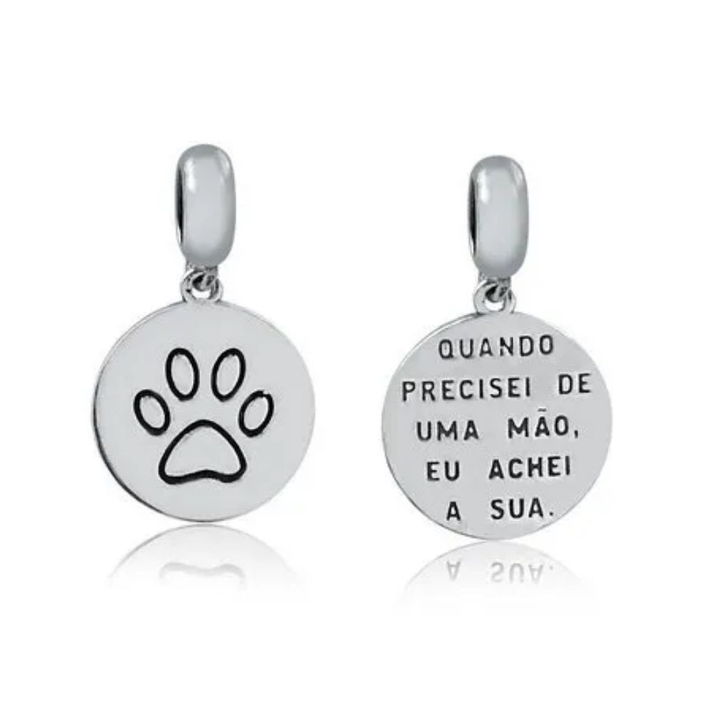 Berloque Medalha Pata de Cachorro Prata 925