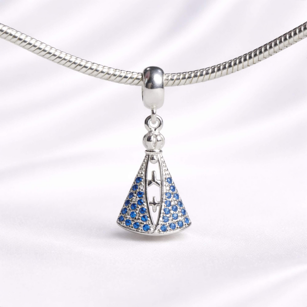 Berloque Nossa Senhora Aparecida Zircônia Azul Prata 925