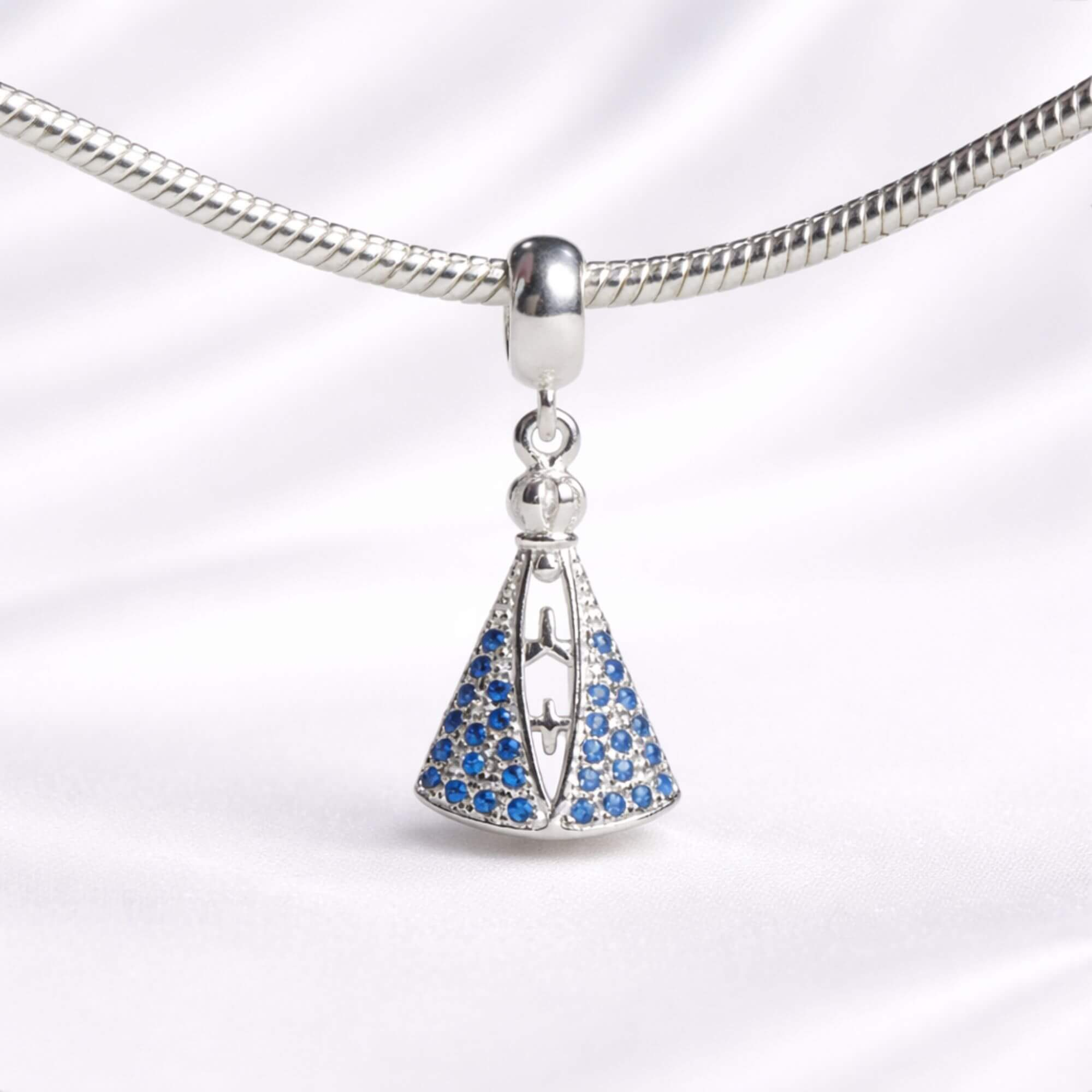 Berloque Nossa Senhora Aparecida Zircônia Azul Prata 925