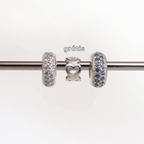 Leve 3 pague 2 - Kit de Berloques em Prata 925 Separador Zircônia Cristal e Azul Celeste e Ganhe Mini Separador Corações
