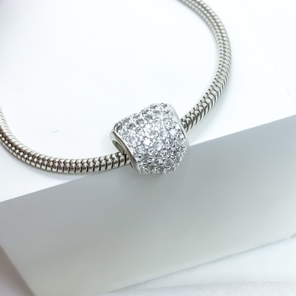 Berloque Coração Zircônia Cristal Prata 925