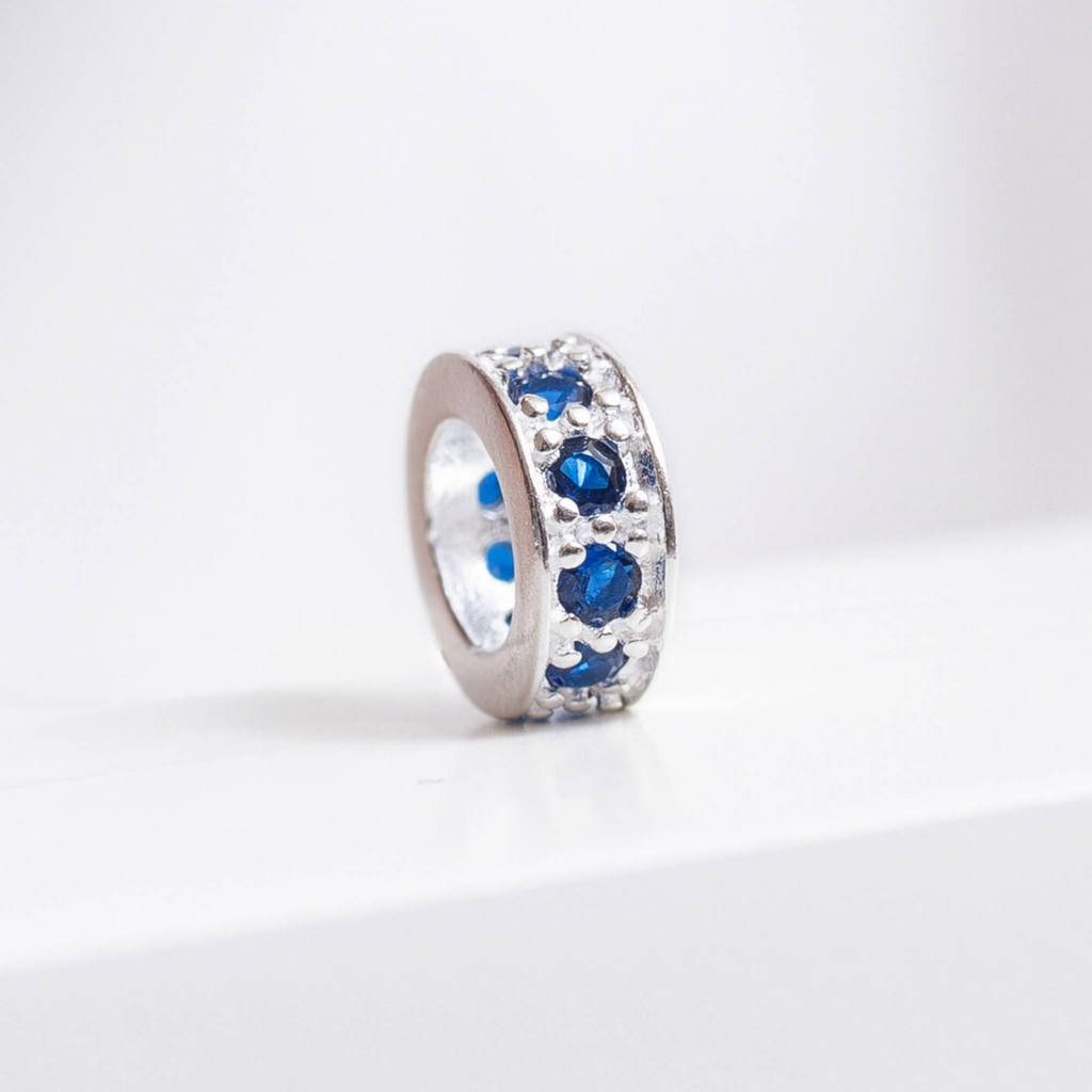 Berloque Mini Separador Zircônia Azul Prata 925