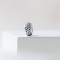 Berloque Separador com Zircônias Coloridas Azul Pink e Verde Prata 925