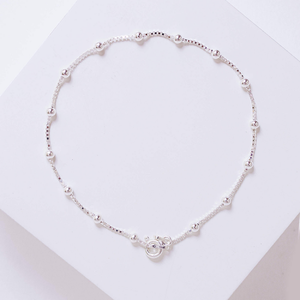 Pulseira de Prata 925 Veneziana Com Bolinhas