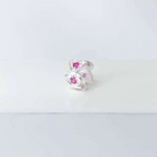 Berloque Mini Separador Corações com Zircônia Rosa Pink Prata 925