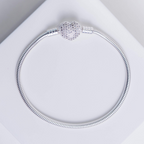 Pulseira de Berloque Coração Cravejado Com Zircônias Prata 925