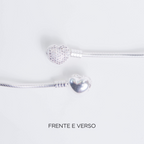 Pulseira de Berloque Coração Cravejado Com Zircônias Prata 925