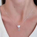 Kit Presente Prata 925 Colar Coração Cravejado com Menino Zircônias Azul