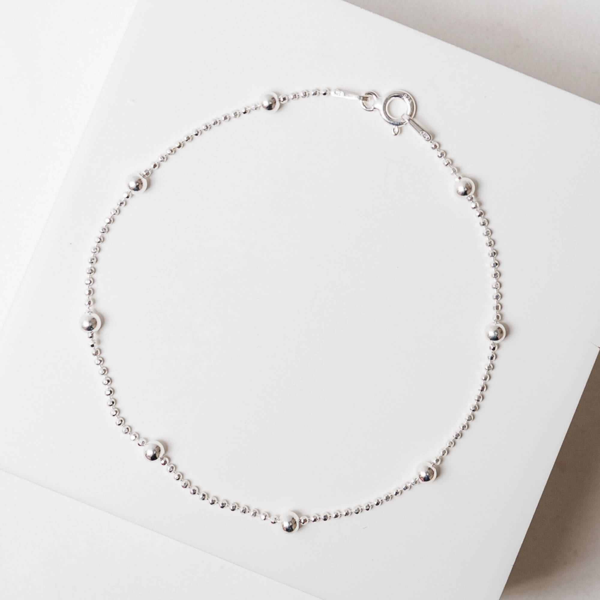 Pulseira Bolinha Diamantada com Bolinhas Prata 925