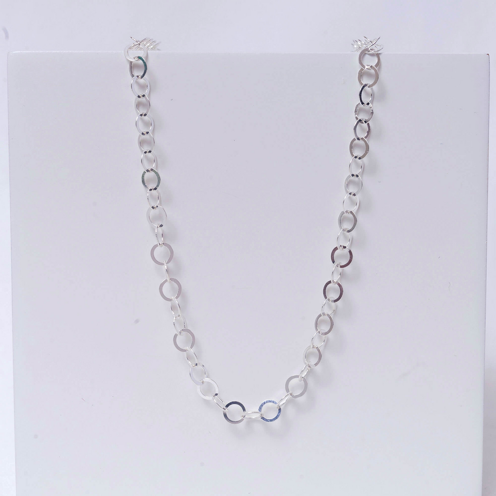 Corrente Elo Oval 45cm Prata 925