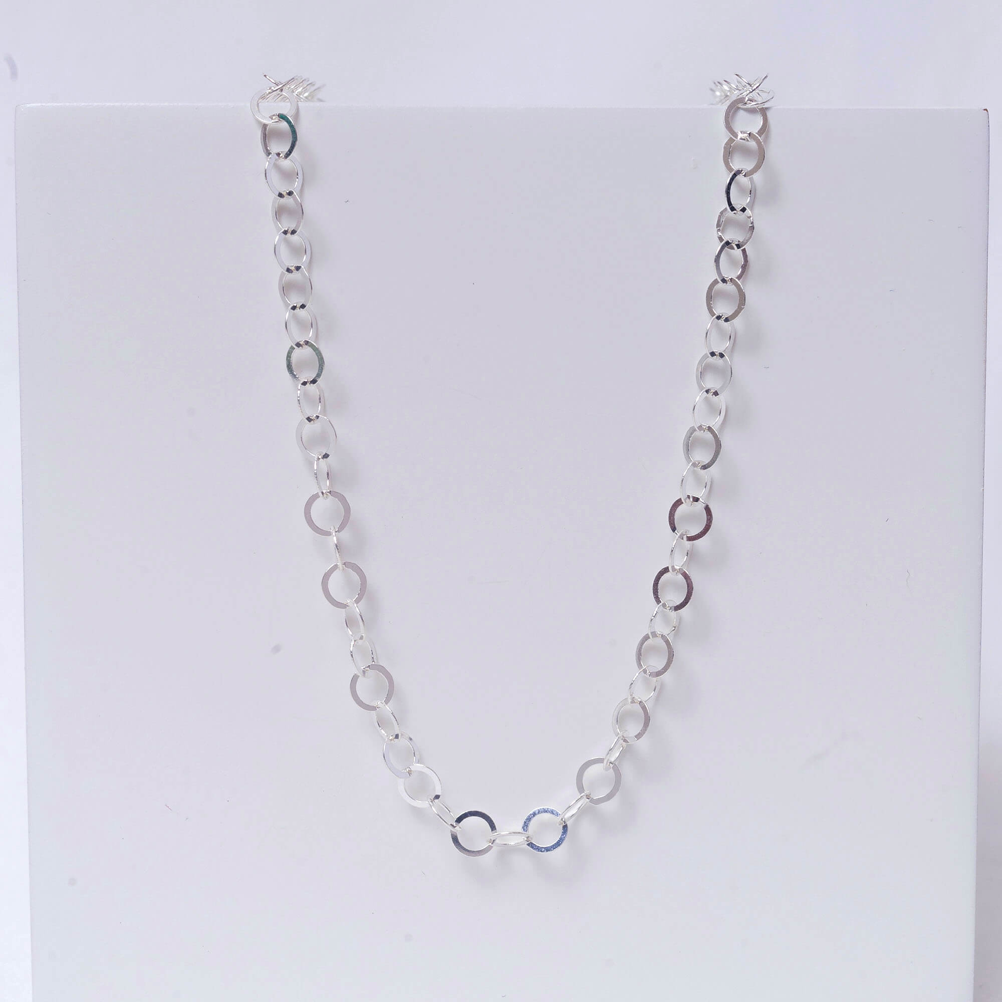 Corrente Elo Oval 45cm Prata 925