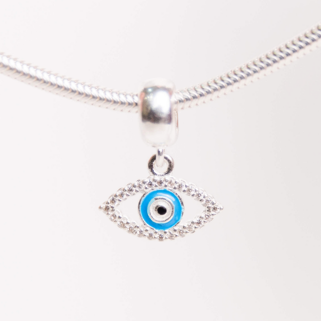 Berloque Olho Grego com Zirconia Prata 925
