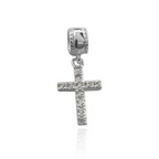 Berloque Crucifixo com Zircônia Prata 925