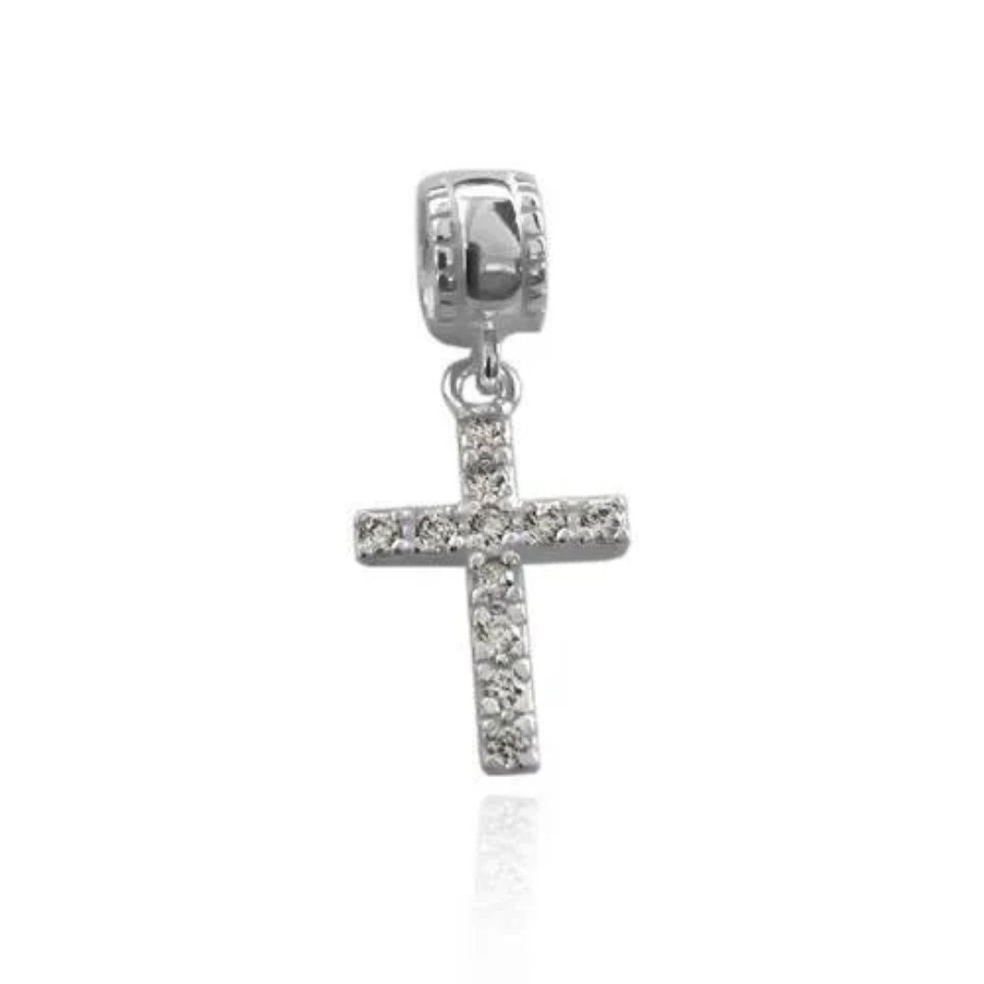 Berloque Crucifixo com Zircônia Prata 925