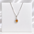 Colar Ponto de Luz Amarelo Citrino Com Cravejado Cristal 45 cm Prata 925