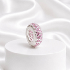 Berloque Separador Zircônia Rosa Bebê Prata 925