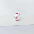Berloque Mini Separador Corações com Zircônia Rosa Pink Prata 925