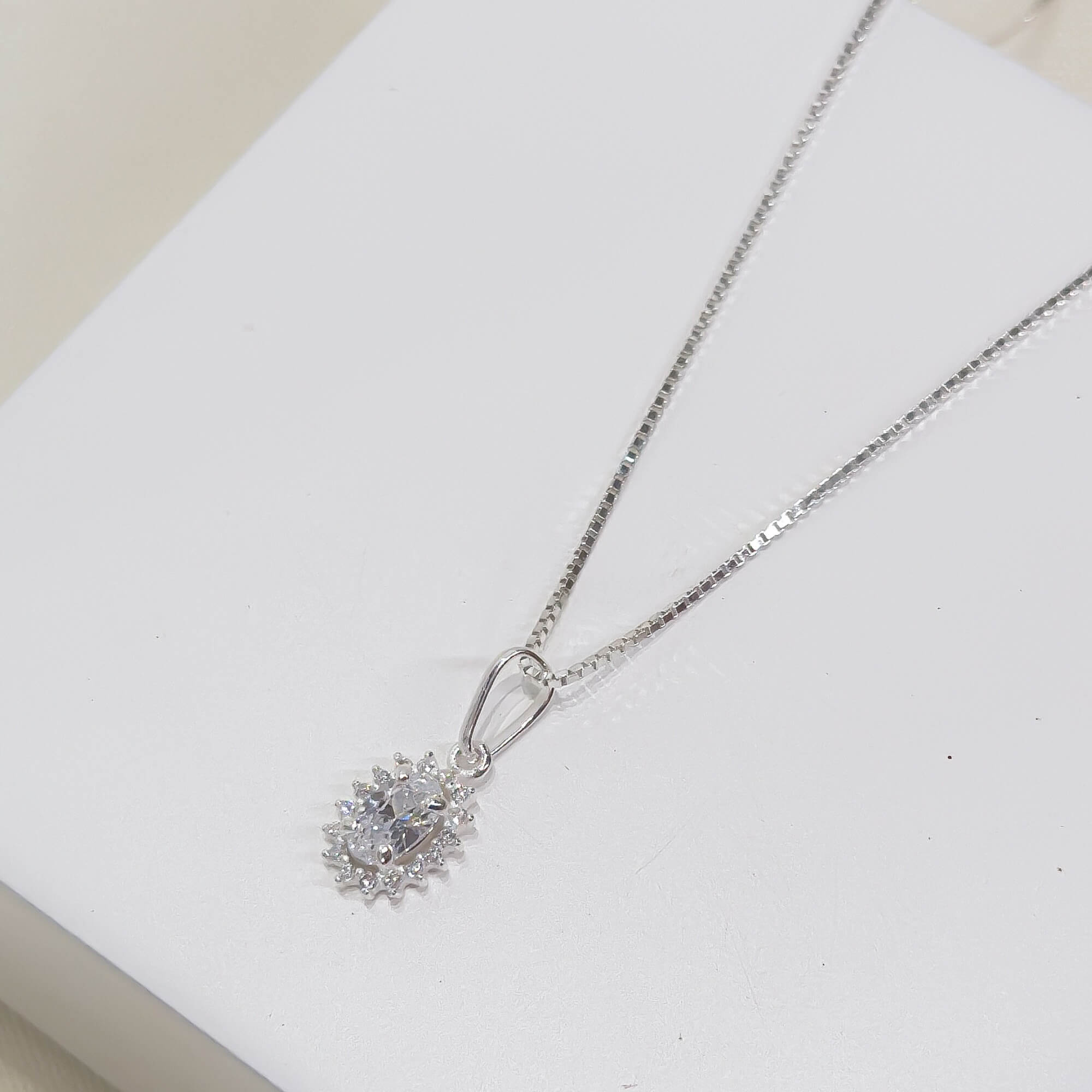 Colar Ponto de Luz Com Cravejado Cristal Prata 925
