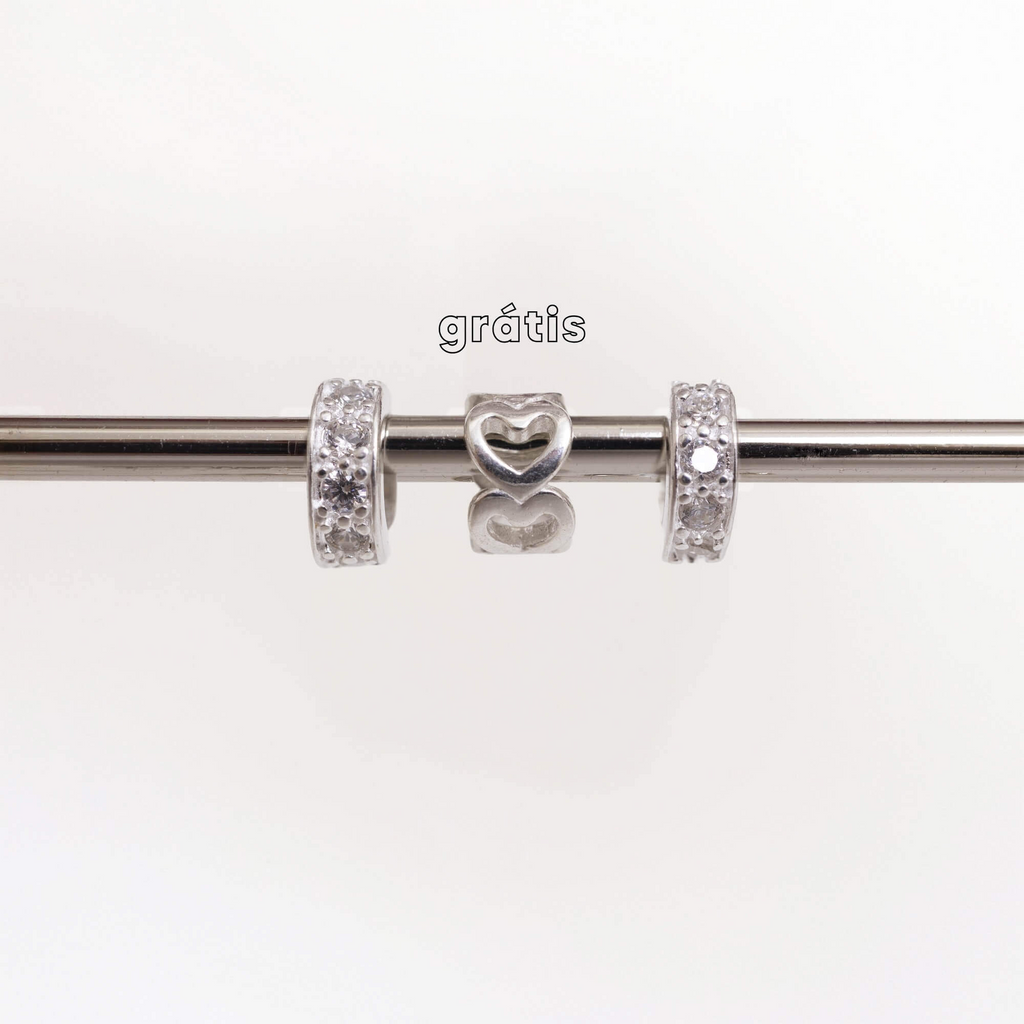Leve 3 pague 2 - Kit de Berloques em Prata 925 com 2 Unidades do Mini Separador Zirconia Cristal e Ganhe Mini Separador
