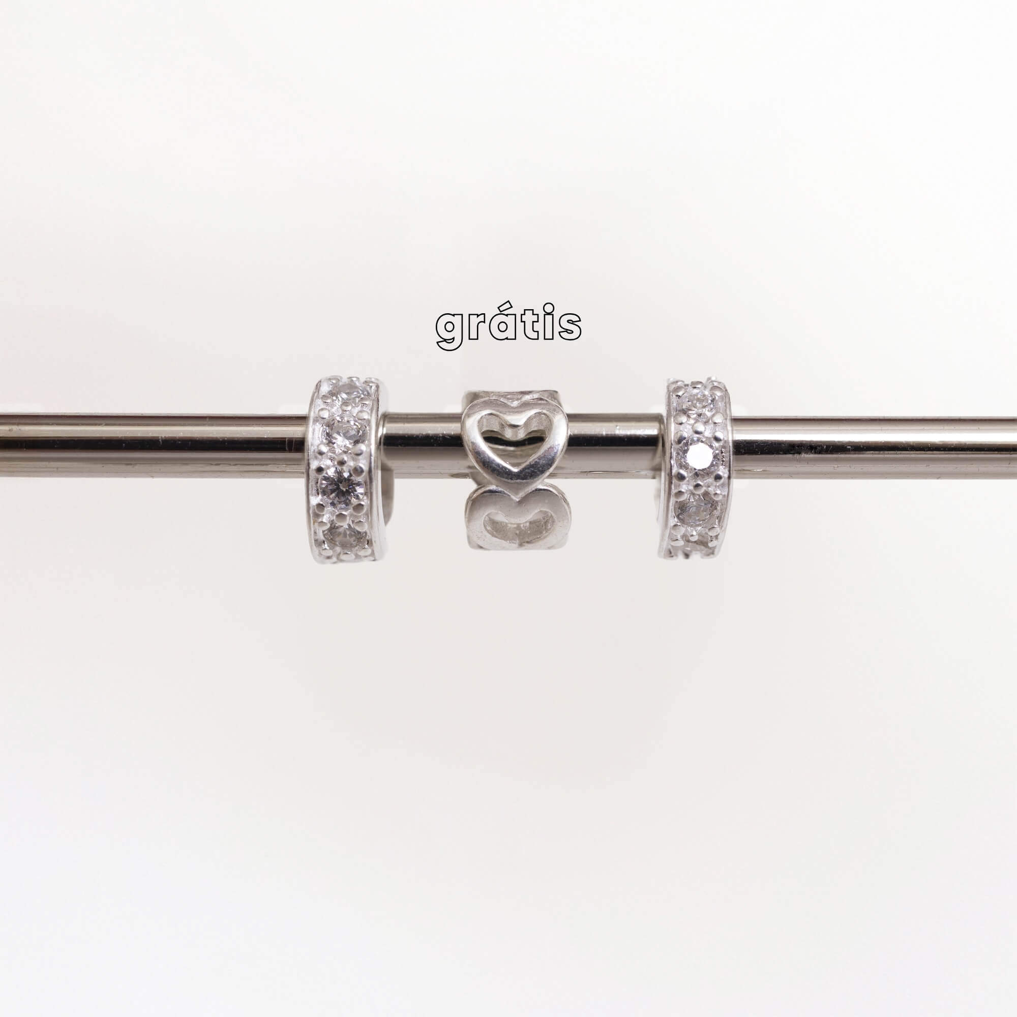Leve 3 pague 2 - Kit de Berloques em Prata 925 com 2 Unidades do Mini Separador Zirconia Cristal e Ganhe Mini Separador