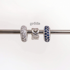 Leve 3 pague 2 - Kit de Berloques em Prata 925 com Separador Zircônia Cristal e Azul e Ganhe Mini Separador Corações