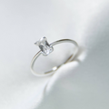 Anel Solitário Zircônia Baguete Cristal Prata 925