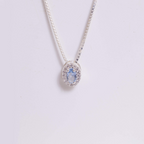 Colar de Prata 925 Azul Celeste Com Zircônias Cristais 45 cm