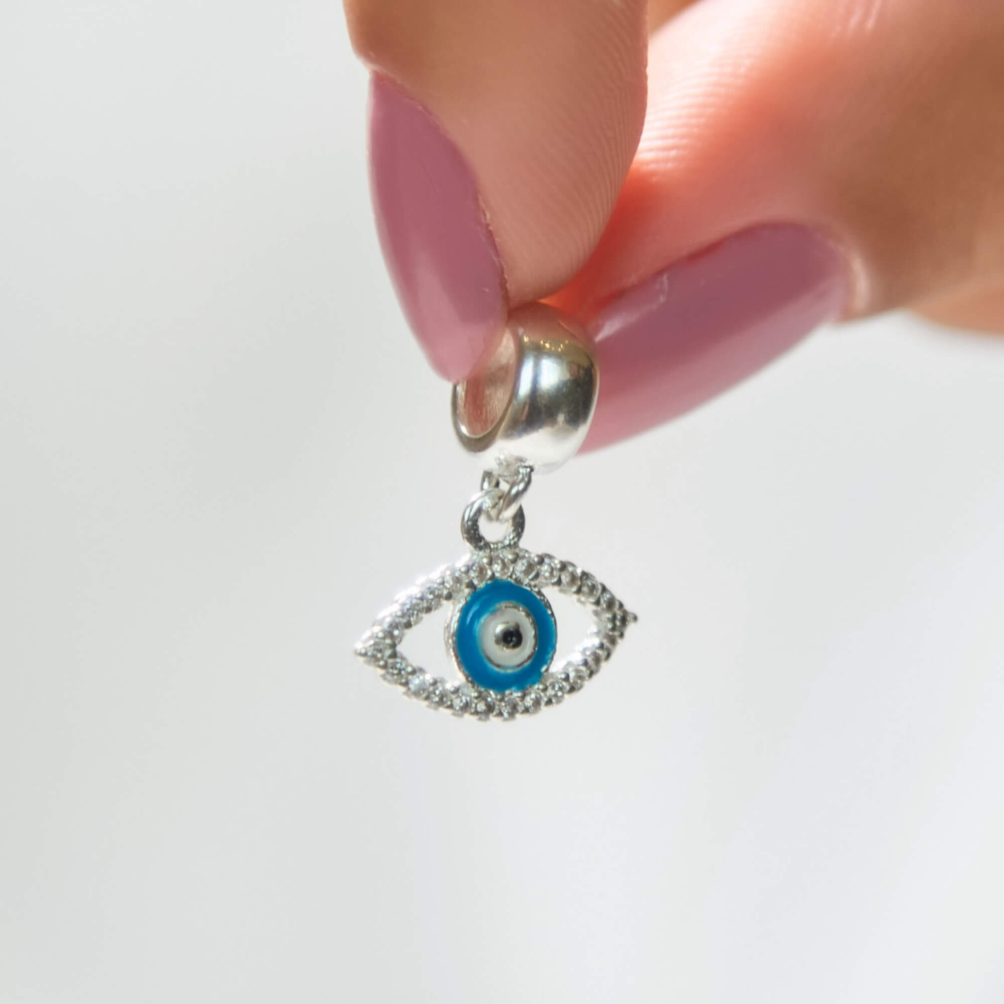 Berloque Olho Grego com Zirconia Prata 925