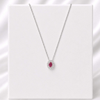 Colar Rosa Pink Com Zircônias Cristais 45 cm Prata 925