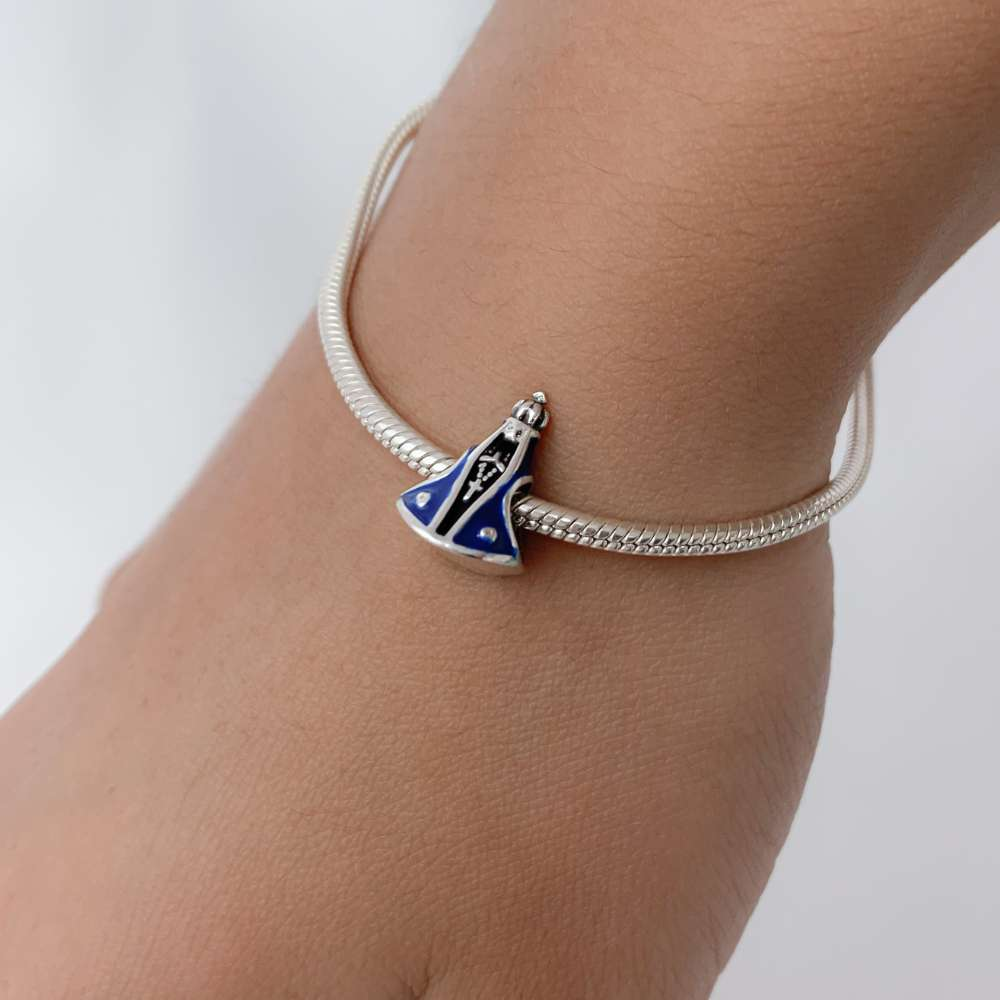 Berloque Nossa Senhora Aparecida Azul Prata 925