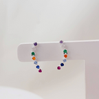 Brinco Ear Cuff Zircônias Coloridas Prata 925