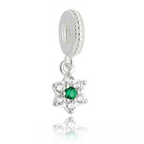 Berloque Flor Zircônia Verde Prata 925