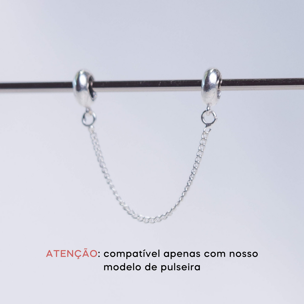 Corrente de Segurança Trava Silicone Prata 925
