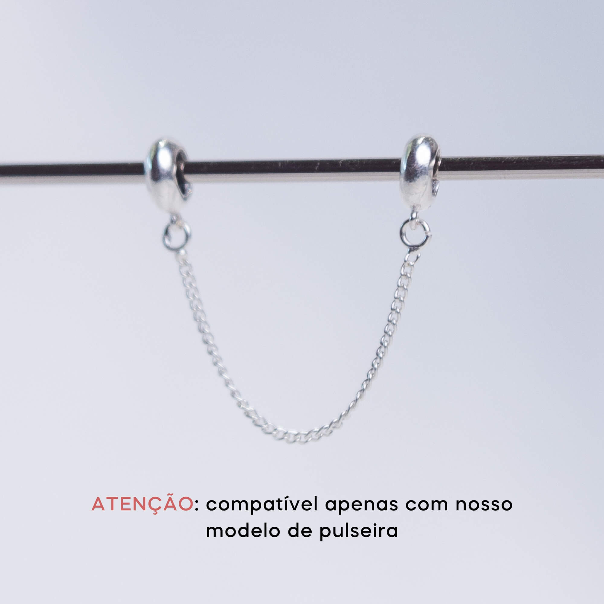 Corrente de Segurança Trava Silicone Prata 925