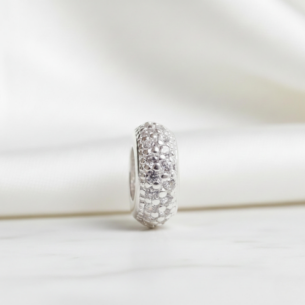 Berloque Separador Zircônia Cristal Prata 925