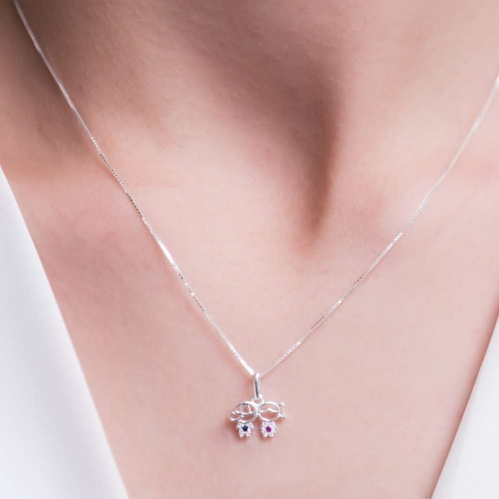 Colar Casal de Filhos Prata 925