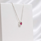 Colar Rosa Pink Com Zircônias Cristais 45 cm Prata 925
