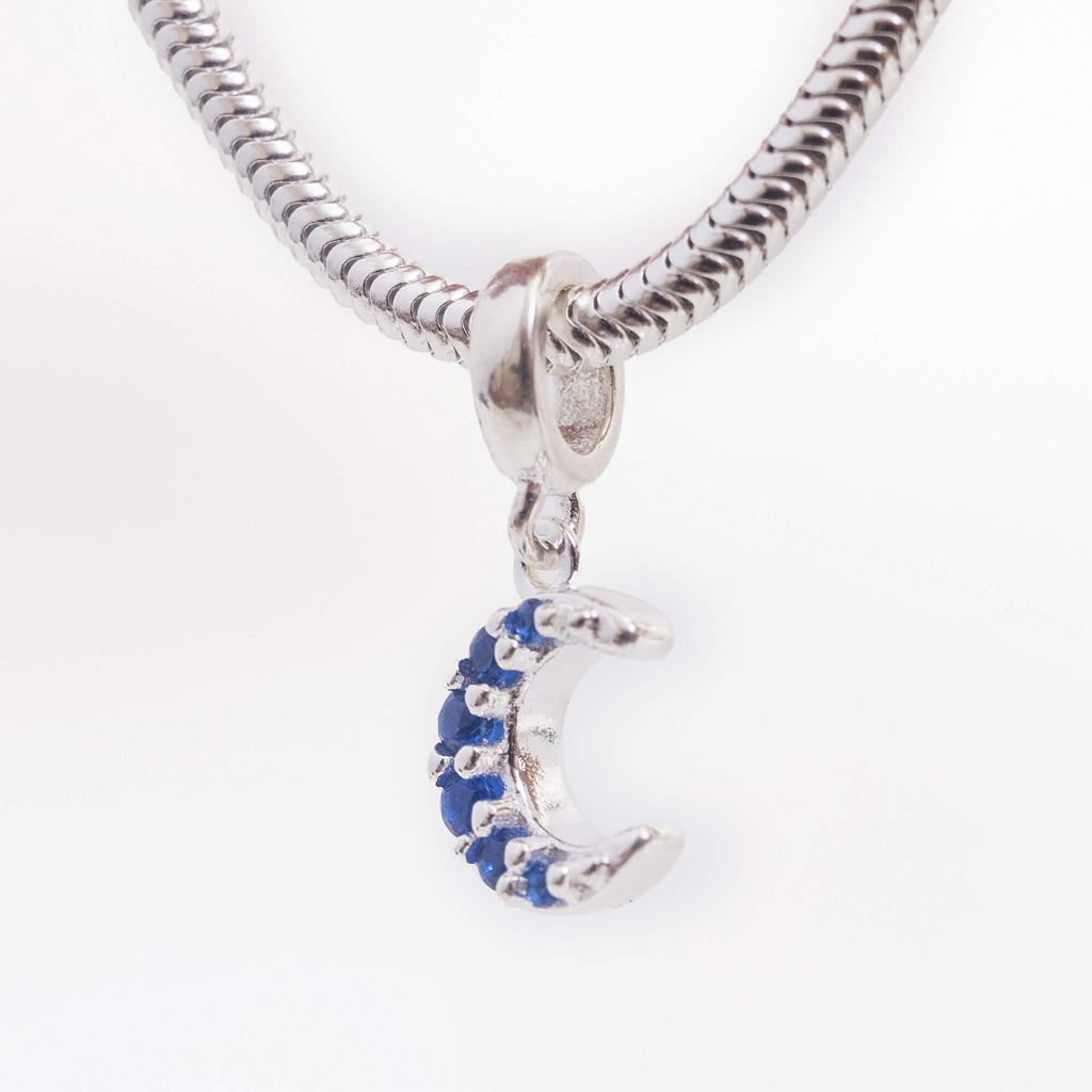 Berloque Lua com Zircônia Azul Prata 925