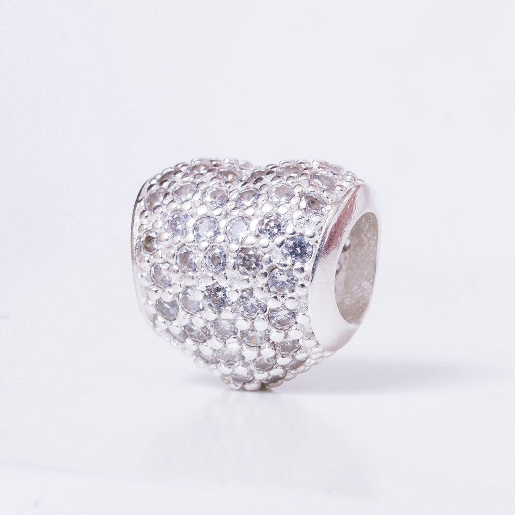 Berloque Coração Zircônia Cristal Prata 925