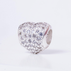 Berloque Coração Zircônia Cristal Prata 925