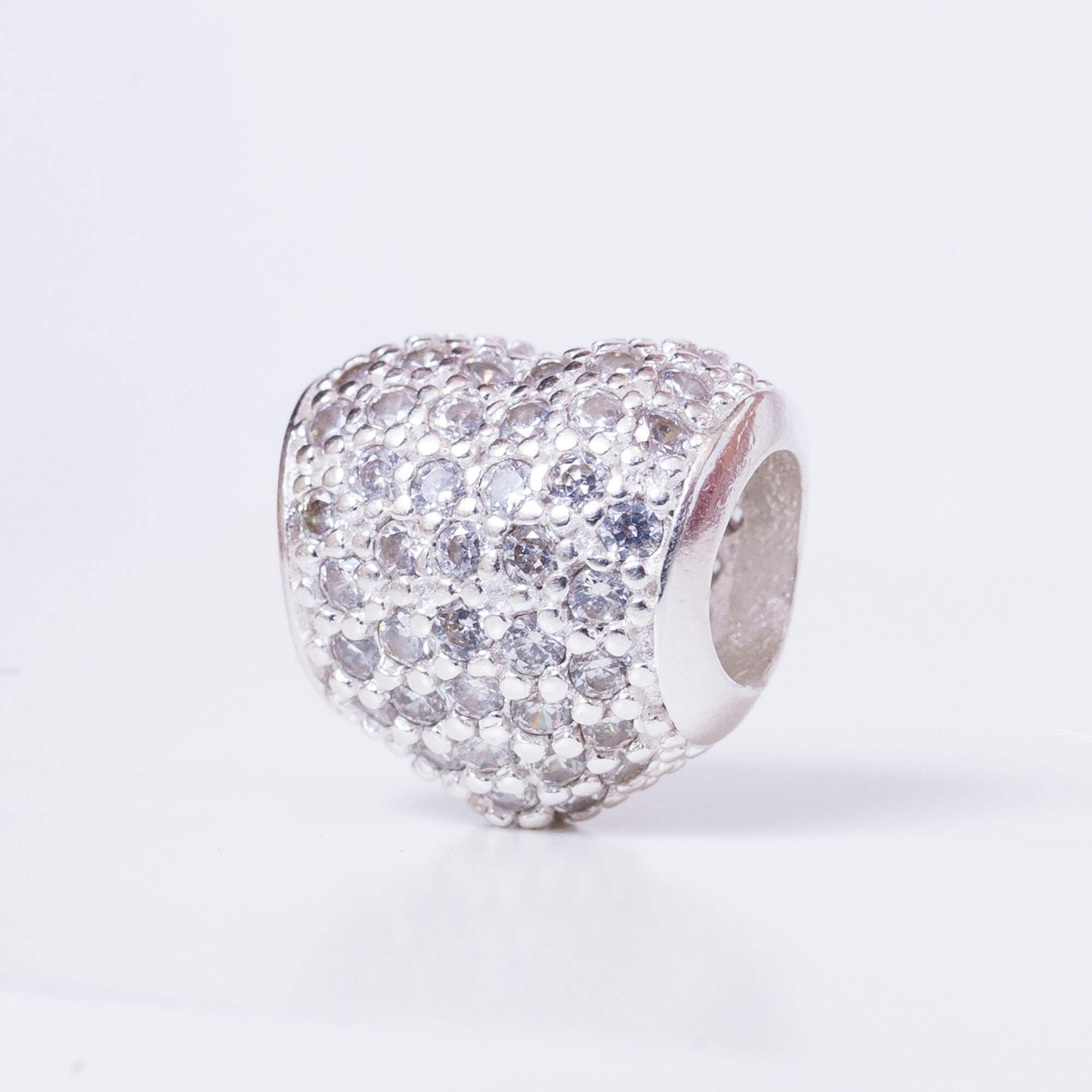 Berloque Coração Zircônia Cristal Prata 925
