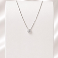 Colar Ponto de Luz Zircônia Cristal 6mm 40 cm Prata 925