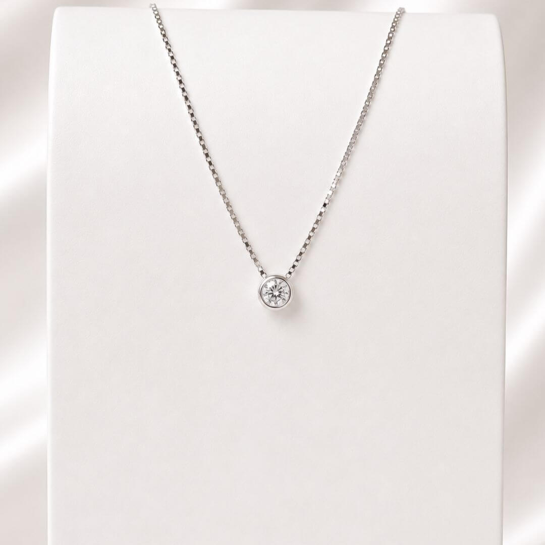 Colar Ponto de Luz Zircônia Cristal 6mm 40 cm Prata 925