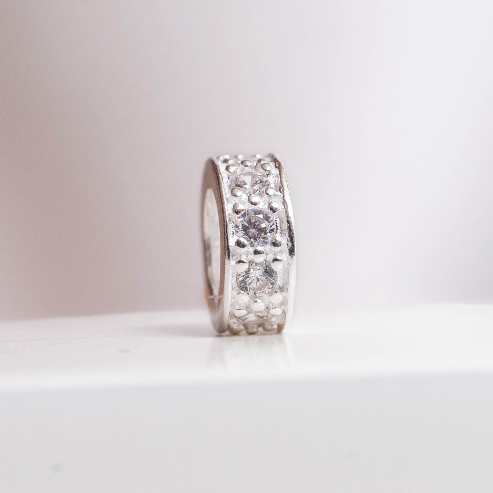 Berloque Mini Separador Zirconia Cristal Prata 925