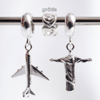 Leve 3 pague 2 - Kit de Berloques em Prata 925 com Avião Pingente, Cristo Redentor e Ganhe Mini Separador Corações