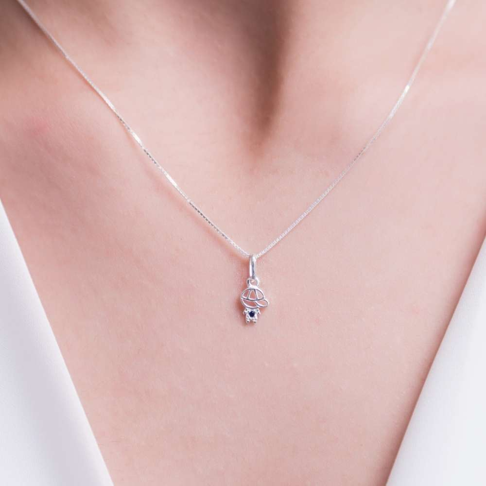Colar Filho com Zircônia Azul Prata 925