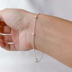 Pulseira Bolinha Diamantada com Bolinhas Prata 925