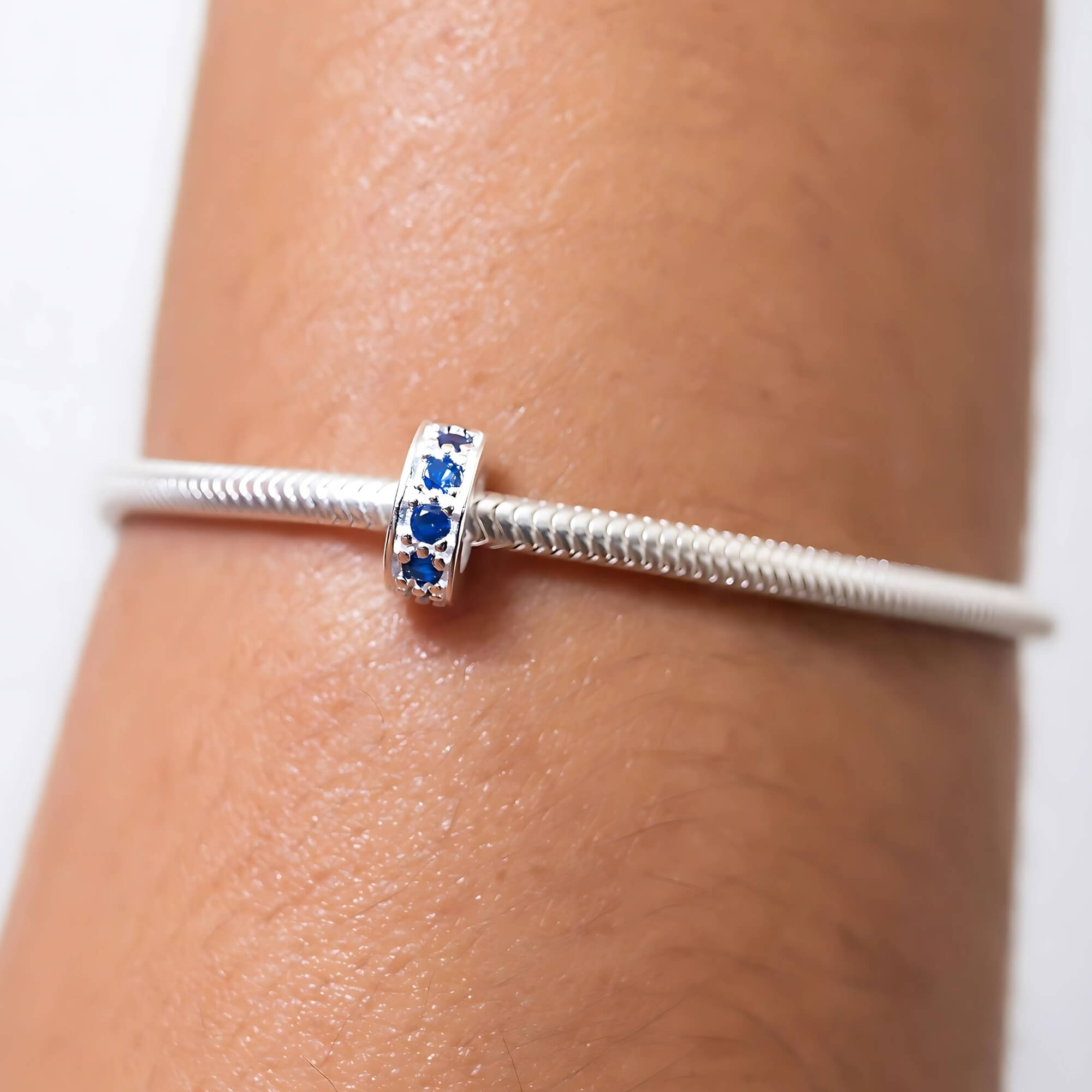 Berloque Mini Separador Zircônia Azul Prata 925